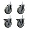 Service Caster 5 Inch Gray Polyurethane Wheel Swivel 58 Inch Threaded Stem Caster Set 2 Brakes SCC SCC-TS20S514-PPUB-58212-2-PLB-2 - alternate 1